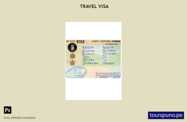 Plantilla de visa de viaje para Zambia y Zimbabwe lista para imprimir
